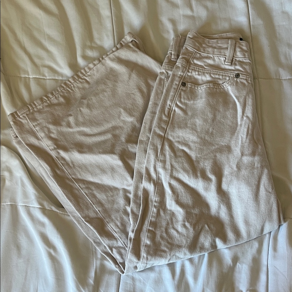 cream high waist wide leg baggy jeans